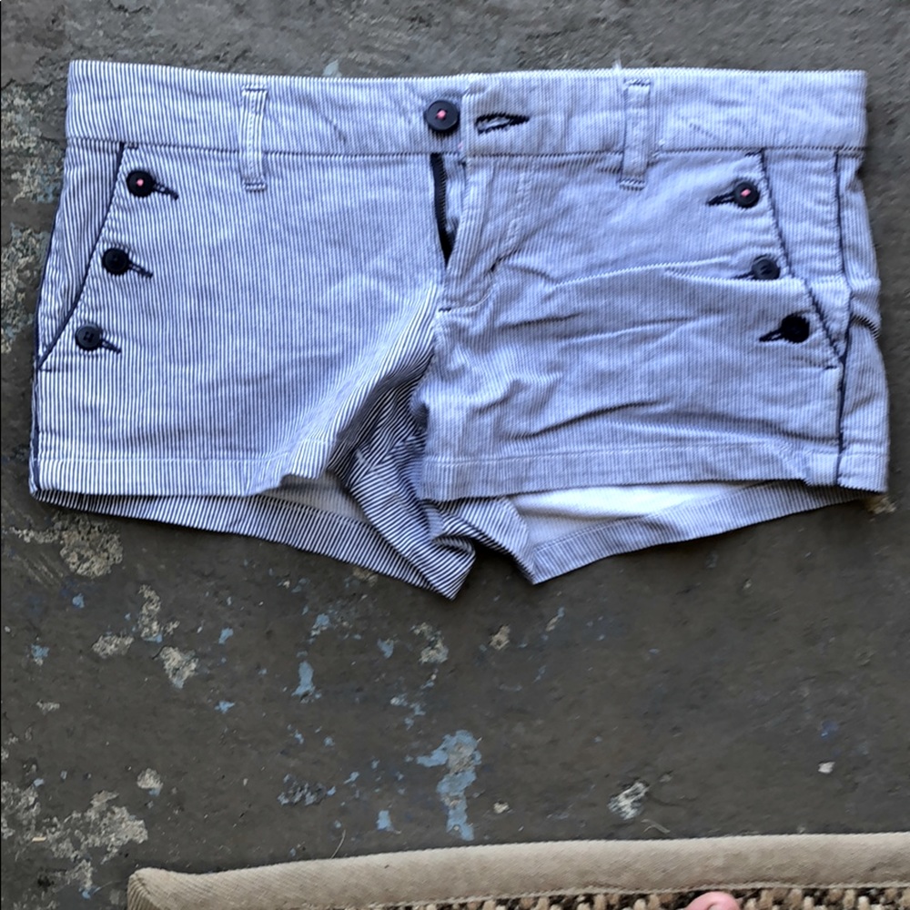 American Eagle blue striped shorts
